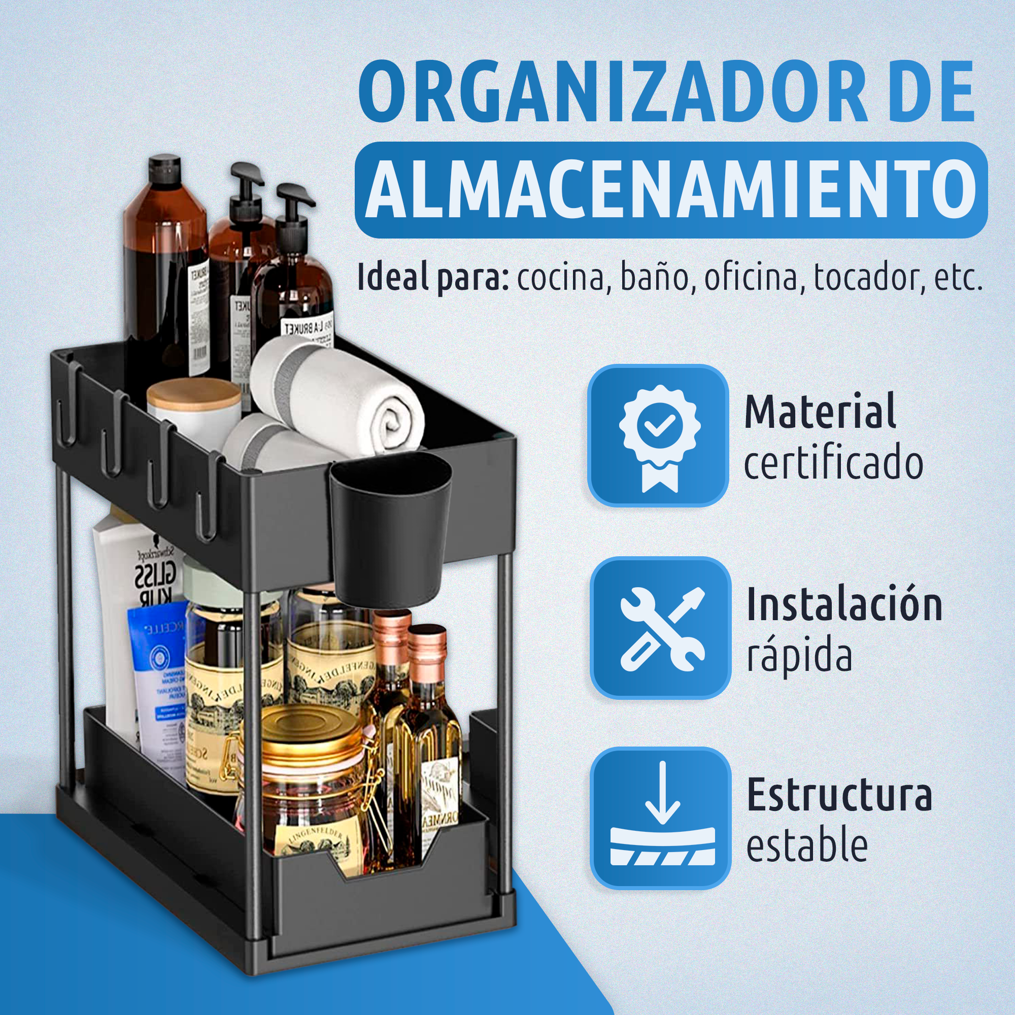 PACK DE ORGANIZADORES PARA DEBAJO DEL FREGADERO